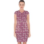 Whimsy Chickens Pattern Capsleeve Drawstring Dress 