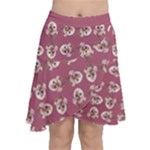 Whimsy Chickens Pattern Chiffon Wrap Front Skirt