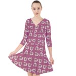 Whimsy Chickens Pattern Quarter Sleeve Front Wrap Dress