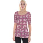 Whimsy Chickens Pattern Wide Neckline T-Shirt