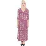 Whimsy Chickens Pattern Quarter Sleeve Wrap Maxi Dress