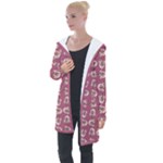 Whimsy Chickens Pattern Longline Hooded Cardigan