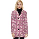 Whimsy Chickens Pattern Button Up Hooded Coat 