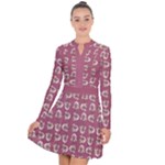 Whimsy Chickens Pattern Long Sleeve Panel Dress