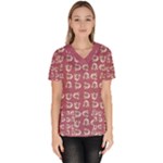 Whimsy Chickens Pattern Women s V-Neck Scrub Top