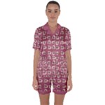 Whimsy Chickens Pattern Satin Short Sleeve Pajamas Set