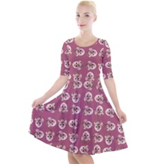 Quarter Sleeve A-Line Dress 