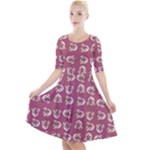 Whimsy Chickens Pattern Quarter Sleeve A-Line Dress