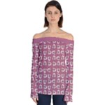 Whimsy Chickens Pattern Off Shoulder Long Sleeve Top