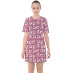 Whimsy Chickens Pattern Sixties Short Sleeve Mini Dress