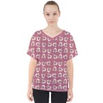 Whimsy Chickens Pattern V-Neck Dolman Drape Top