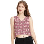 Whimsy Chickens Pattern V-Neck Cropped Tank Top