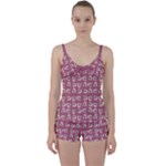 Whimsy Chickens Pattern Tie Front Two Piece Tankini