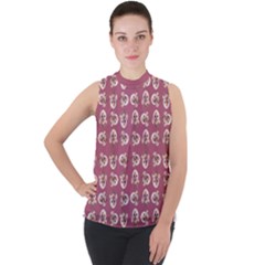 Mock Neck Chiffon Sleeveless Top 