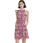 Whimsy Chickens Pattern Cocktail Party Halter Sleeveless Dress With Pockets