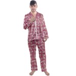 Whimsy Chickens Pattern Men s Long Sleeve Satin Pajamas Set