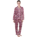 Whimsy Chickens Pattern Women s Long Sleeve Satin Pajamas Set	