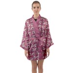 Whimsy Chickens Pattern Long Sleeve Satin Kimono