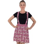 Whimsy Chickens Pattern Velvet Suspender Skater Skirt