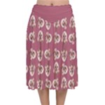 Whimsy Chickens Pattern Velvet Flared Midi Skirt