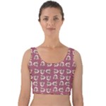 Whimsy Chickens Pattern Velvet Crop Top