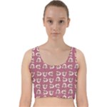 Whimsy Chickens Pattern Velvet Racer Back Crop Top