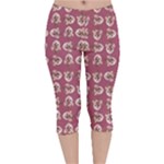 Whimsy Chickens Pattern Velvet Capri Leggings 