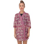 Whimsy Chickens Pattern Half Sleeve Chiffon Kimono