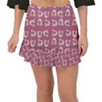 Whimsy Chickens Pattern Fishtail Mini Chiffon Skirt