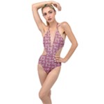 Whimsy Chickens Pattern Plunging Cut Out Swimsuit