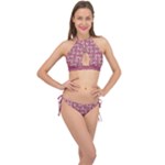 Whimsy Chickens Pattern Cross Front Halter Bikini Set