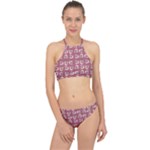 Whimsy Chickens Pattern Halter Bikini Set