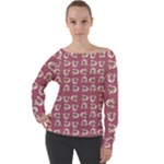 Whimsy Chickens Pattern Off Shoulder Long Sleeve Velour Top