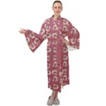 Whimsy Chickens Pattern Maxi Velvet Kimono