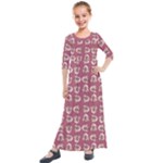 Whimsy Chickens Pattern Kids  Quarter Sleeve Maxi Dress