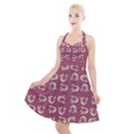 Whimsy Chickens Pattern Halter Party Swing Dress 