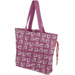 Whimsy Chickens Pattern Drawstring Tote Bag