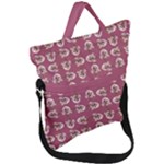 Whimsy Chickens Pattern Fold Over Handle Tote Bag