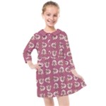 Whimsy Chickens Pattern Kids  Quarter Sleeve Shirt Dress