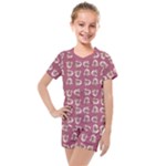 Whimsy Chickens Pattern Kids  Mesh T-Shirt and Shorts Set