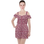 Whimsy Chickens Pattern Ruffle Cut Out Chiffon Playsuit