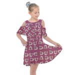 Whimsy Chickens Pattern Kids  Shoulder Cutout Chiffon Dress