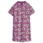 Whimsy Chickens Pattern Kids  Boyleg Half Suit Swimwear