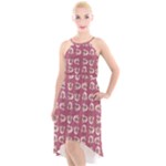 Whimsy Chickens Pattern High-Low Halter Chiffon Dress 