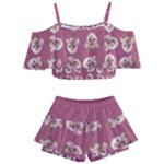 Whimsy Chickens Pattern Kids  Off Shoulder Skirt Bikini