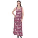 Whimsy Chickens Pattern Sleeveless Velour Maxi Dress