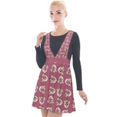 Plunge Pinafore Velour Dress 