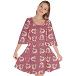 Whimsy Chickens Pattern Velour Kimono Dress