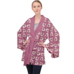 Whimsy Chickens Pattern Long Sleeve Velvet Kimono 