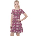 Whimsy Chickens Pattern Cap Sleeve Velour Dress 